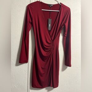 Fashion Nova Deep Red Long Sleeve Dress